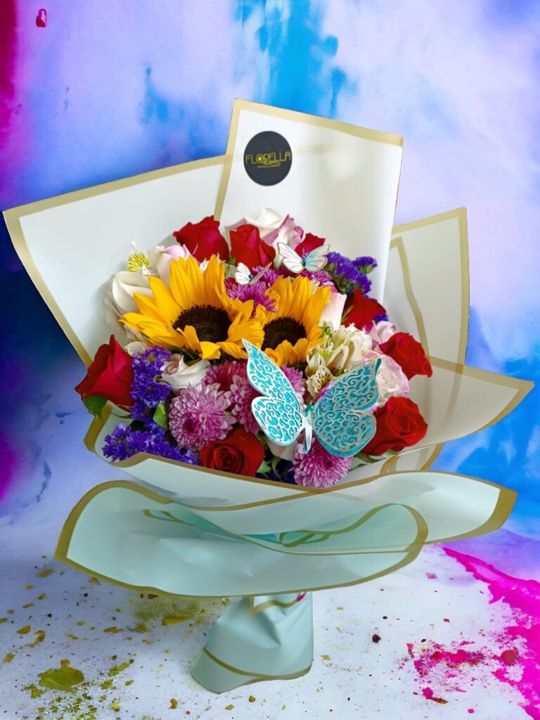 Ramo de girasoles y rosas — Florella