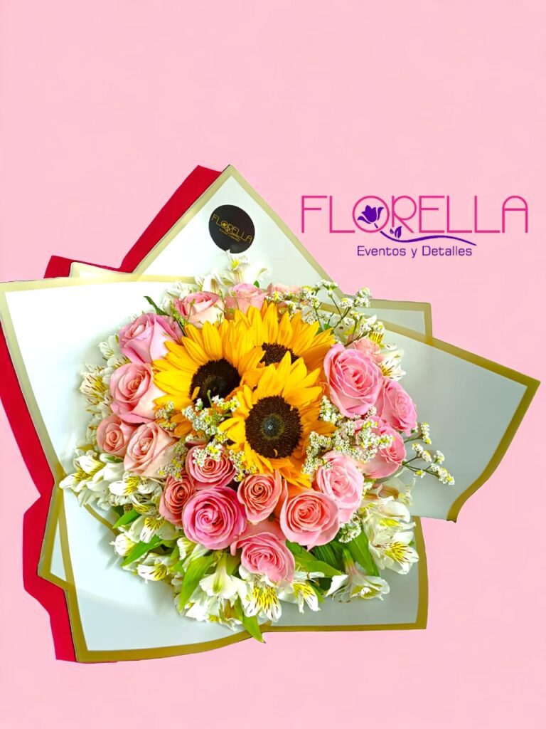 Ramo de girasoles y rosas — Florella